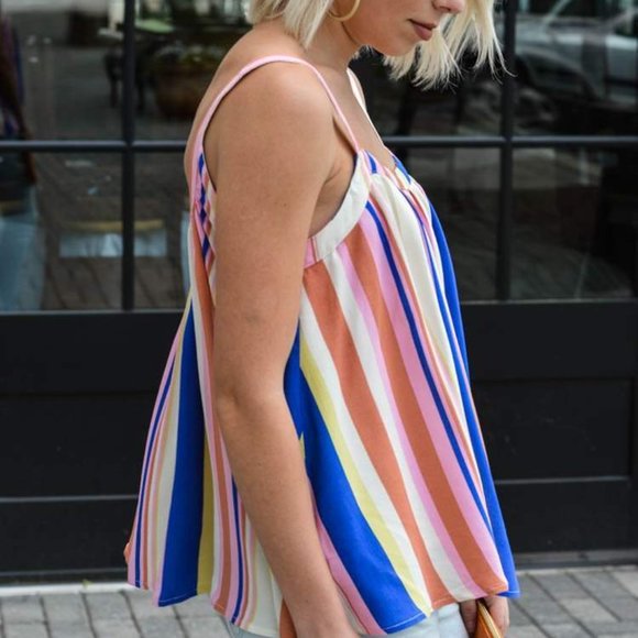 Line & Dot Revolve Striped Blitzer Tank Medium - Picture 3 of 8